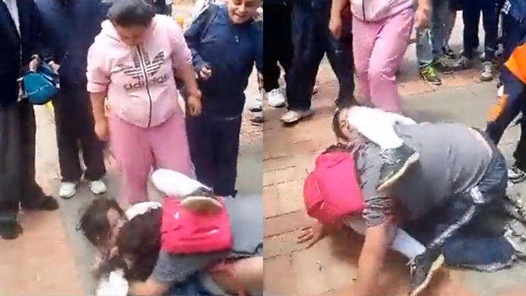 Indignación en Bogotá: Colegialas se pelearon en la calle y una de las madres las incitó