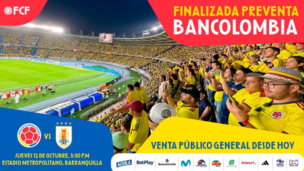 Inicia venta de boletería general para el partido Colombia vs Uruguay