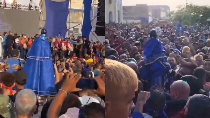 Polémicos videos de celebración religiosa en Venezuela: bañan a un santo con ron