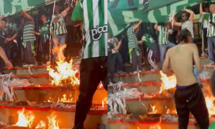 Video: Hinchas del Atlético Nacional incendiaron tribunas en el Atanasio Girardot