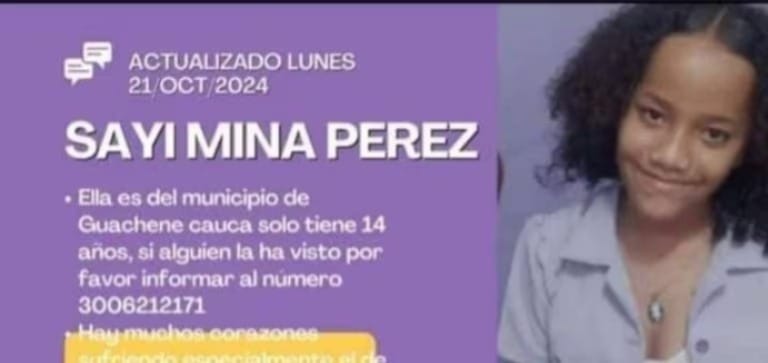 Sayi Mina Pérez menor de 14 años